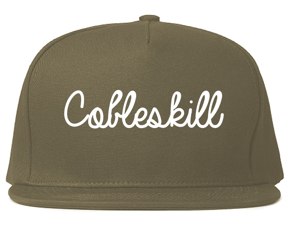 Cobleskill New York NY Script Mens Snapback Hat Grey