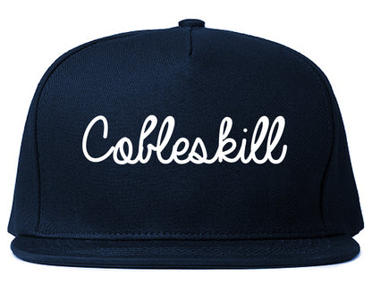 Cobleskill New York NY Script Mens Snapback Hat Navy Blue