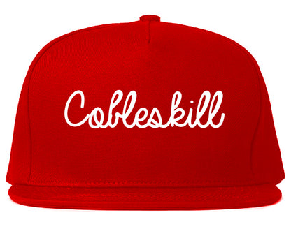 Cobleskill New York NY Script Mens Snapback Hat Red