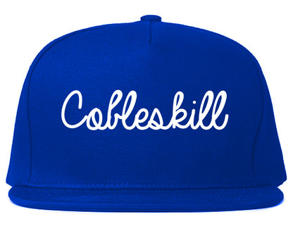 Cobleskill New York NY Script Mens Snapback Hat Royal Blue