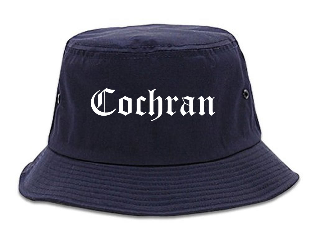 Cochran Georgia GA Old English Mens Bucket Hat Navy Blue