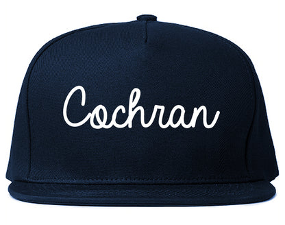 Cochran Georgia GA Script Mens Snapback Hat Navy Blue