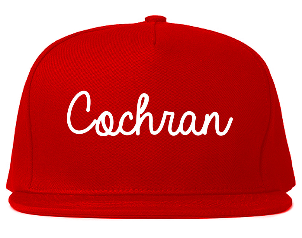 Cochran Georgia GA Script Mens Snapback Hat Red
