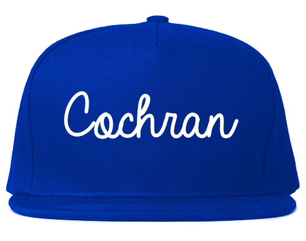 Cochran Georgia GA Script Mens Snapback Hat Royal Blue