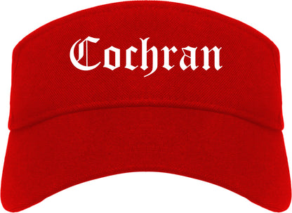 Cochran Georgia GA Old English Mens Visor Cap Hat Red