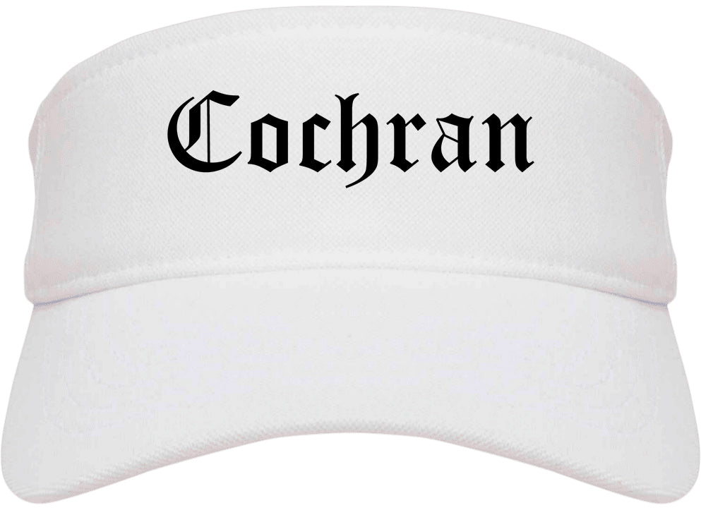 Cochran Georgia GA Old English Mens Visor Cap Hat White