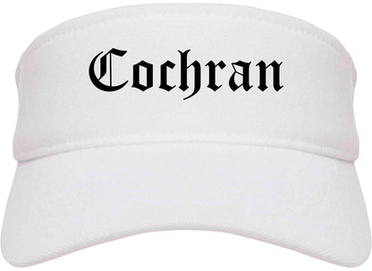 Cochran Georgia GA Old English Mens Visor Cap Hat White