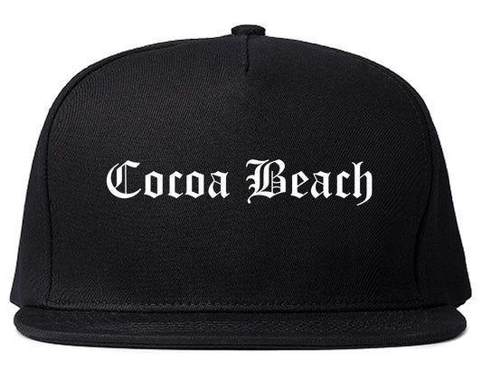 Cocoa Beach Florida FL Old English Mens Snapback Hat Black