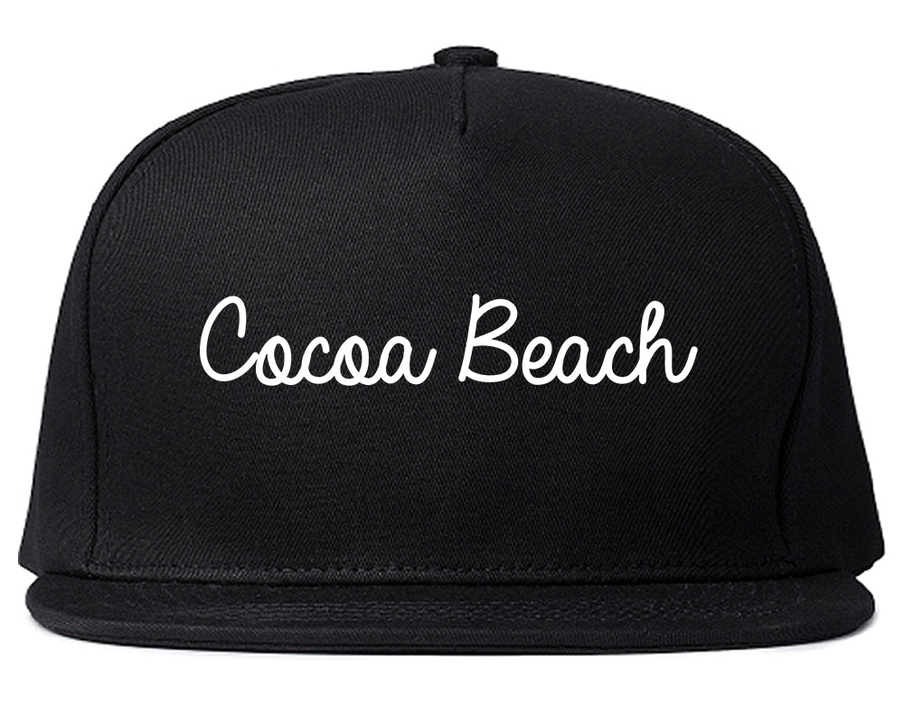 Cocoa Beach Florida FL Script Mens Snapback Hat Black