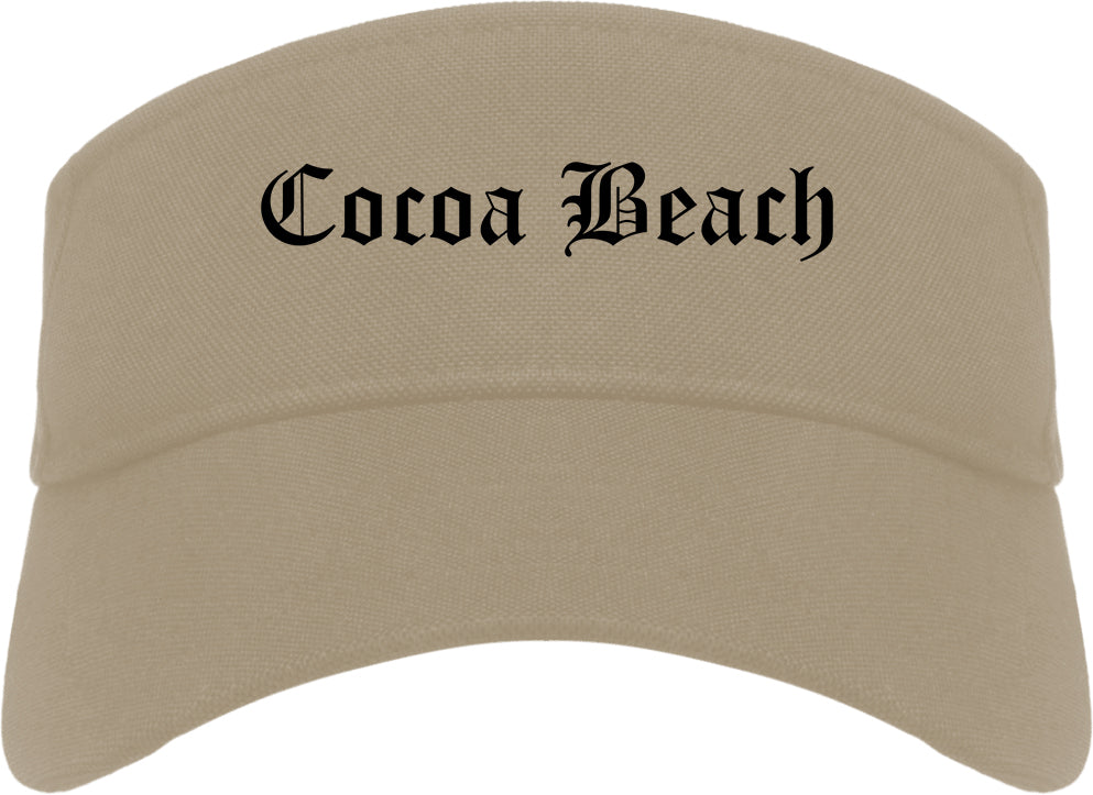 Cocoa Beach Florida FL Old English Mens Visor Cap Hat Khaki