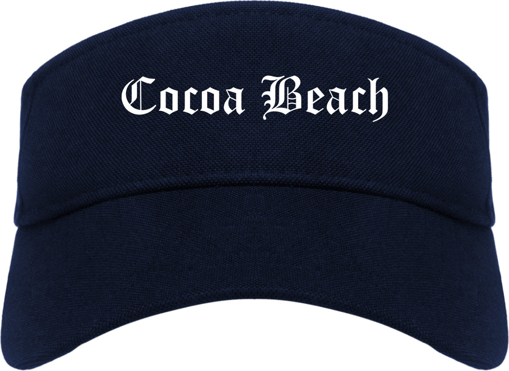 Cocoa Beach Florida FL Old English Mens Visor Cap Hat Navy Blue