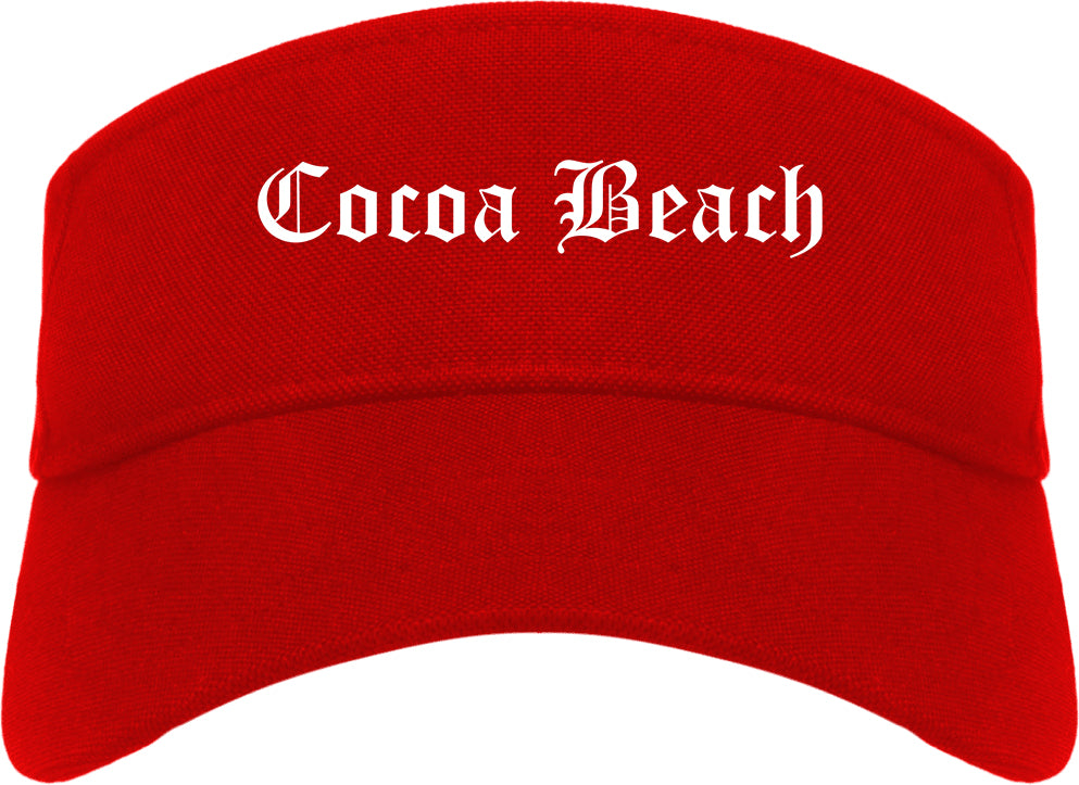Cocoa Beach Florida FL Old English Mens Visor Cap Hat Red