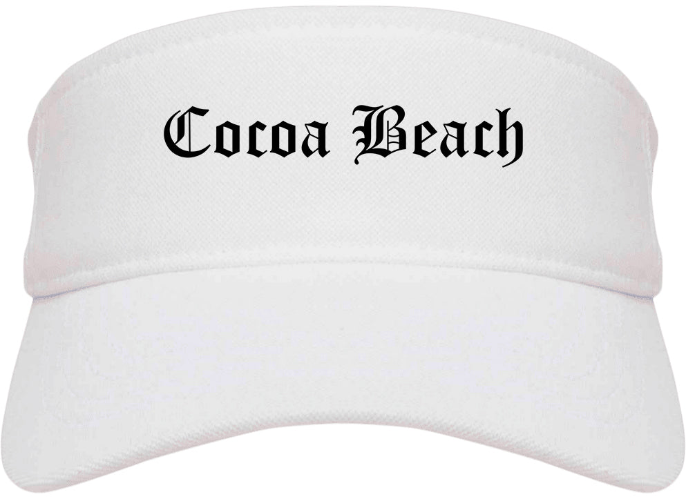Cocoa Beach Florida FL Old English Mens Visor Cap Hat White