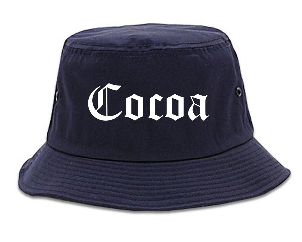 Cocoa Florida FL Old English Mens Bucket Hat Navy Blue