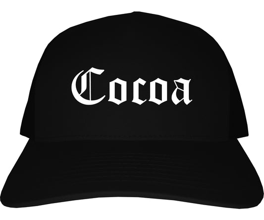 Cocoa Florida FL Old English Mens Trucker Hat Cap Black