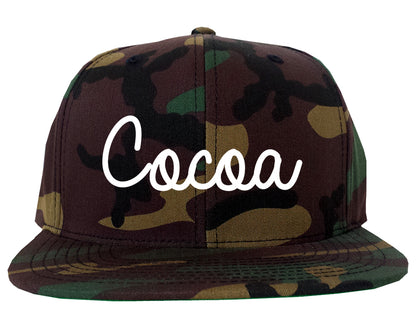 Cocoa Florida FL Script Mens Snapback Hat Army Camo