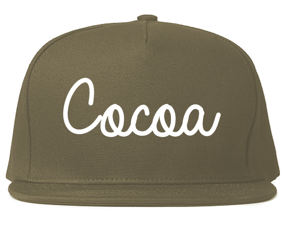 Cocoa Florida FL Script Mens Snapback Hat Grey
