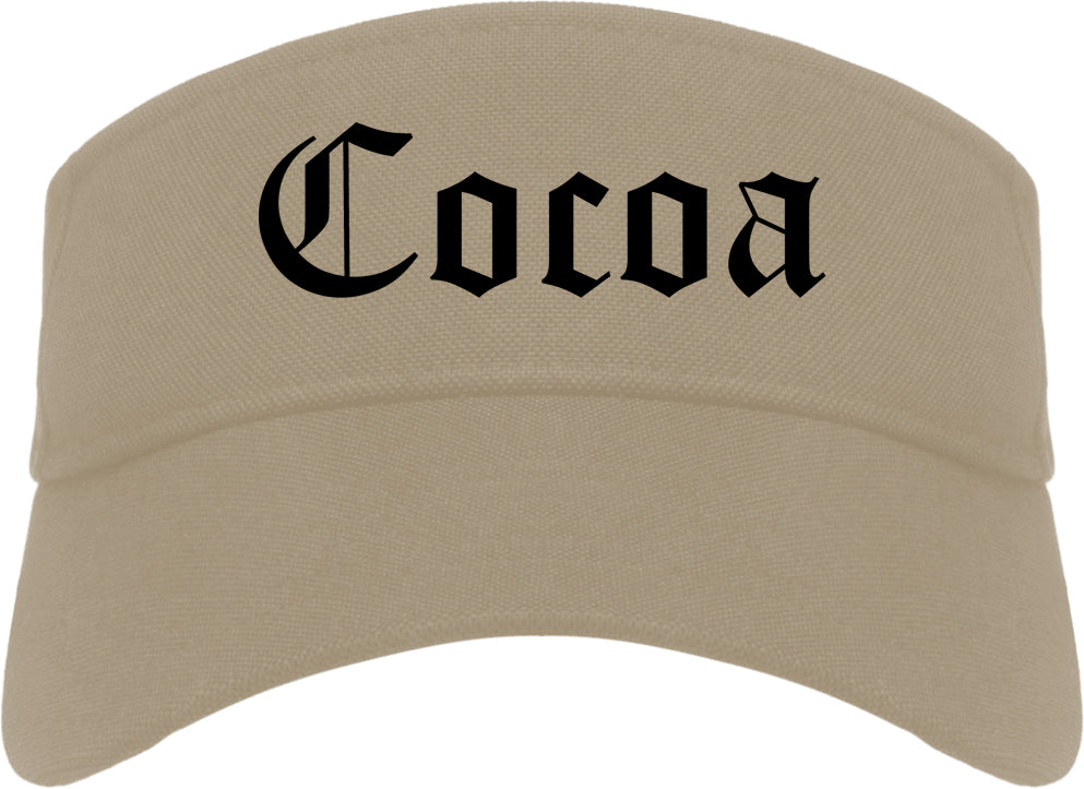 Cocoa Florida FL Old English Mens Visor Cap Hat Khaki