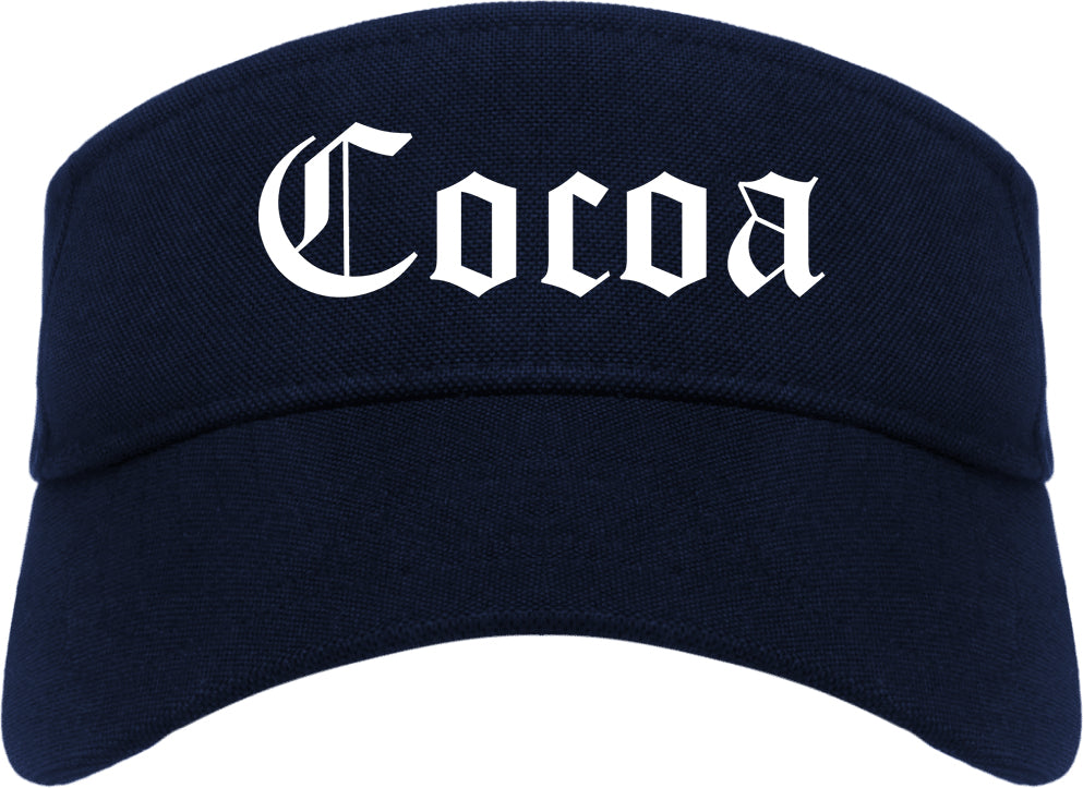 Cocoa Florida FL Old English Mens Visor Cap Hat Navy Blue