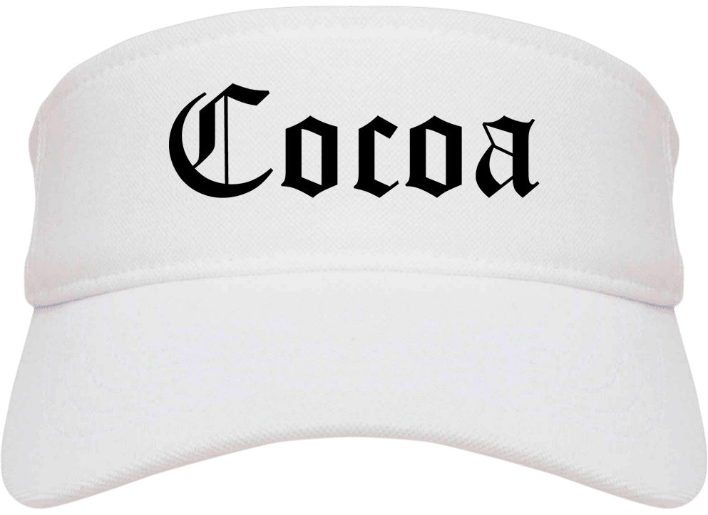 Cocoa Florida FL Old English Mens Visor Cap Hat White
