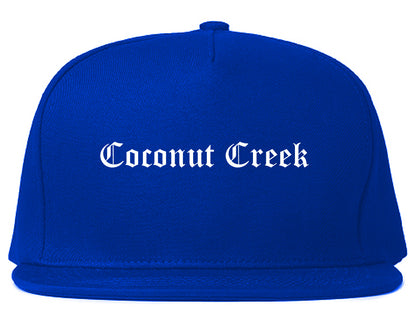 Coconut Creek Florida FL Old English Mens Snapback Hat Royal Blue
