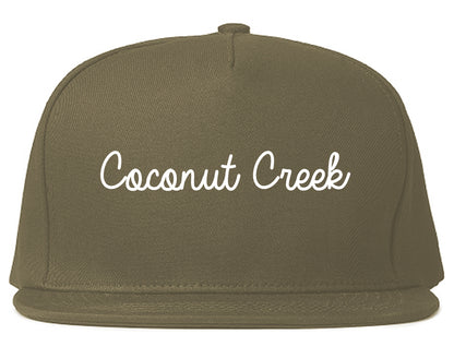 Coconut Creek Florida FL Script Mens Snapback Hat Grey