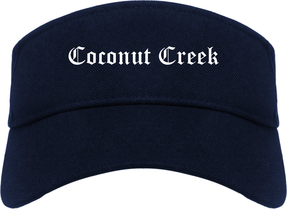 Coconut Creek Florida FL Old English Mens Visor Cap Hat Navy Blue