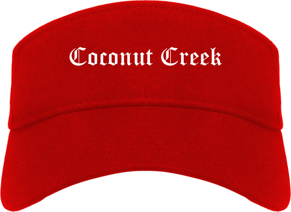 Coconut Creek Florida FL Old English Mens Visor Cap Hat Red