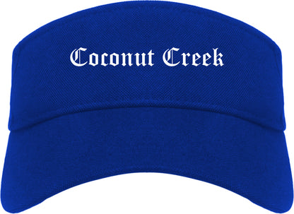 Coconut Creek Florida FL Old English Mens Visor Cap Hat Royal Blue