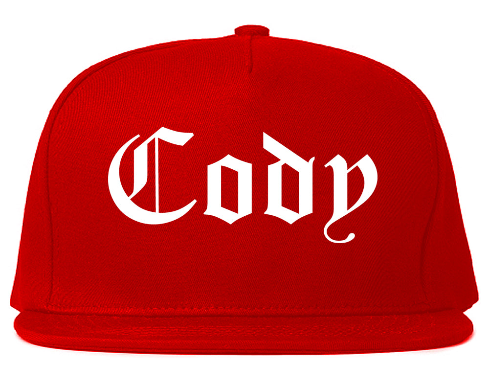 Cody Wyoming WY Old English Mens Snapback Hat Red