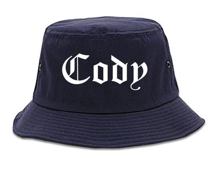 Cody Wyoming WY Old English Mens Bucket Hat Navy Blue