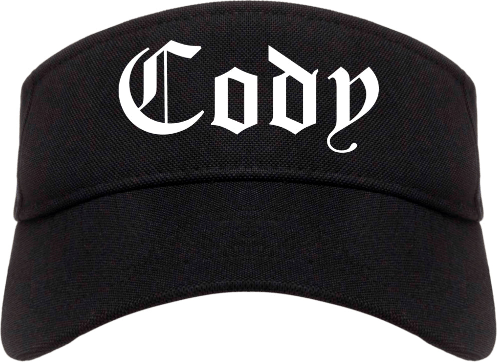 Cody Wyoming WY Old English Mens Visor Cap Hat Black