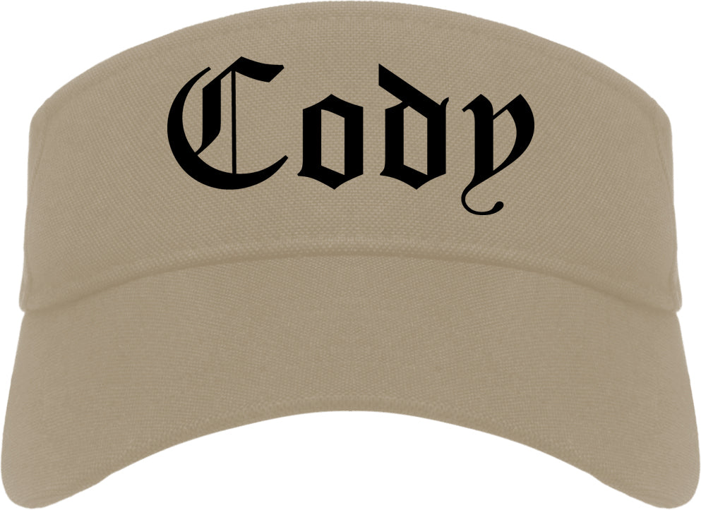 Cody Wyoming WY Old English Mens Visor Cap Hat Khaki