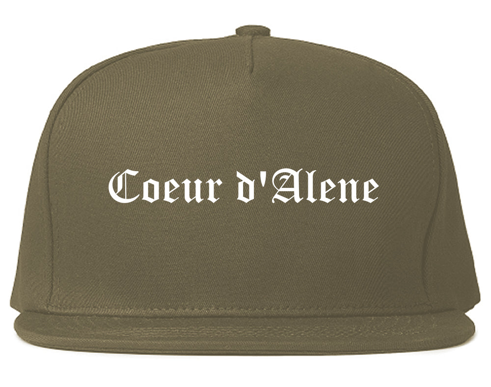 Coeur d'Alene Idaho ID Old English Mens Snapback Hat Grey