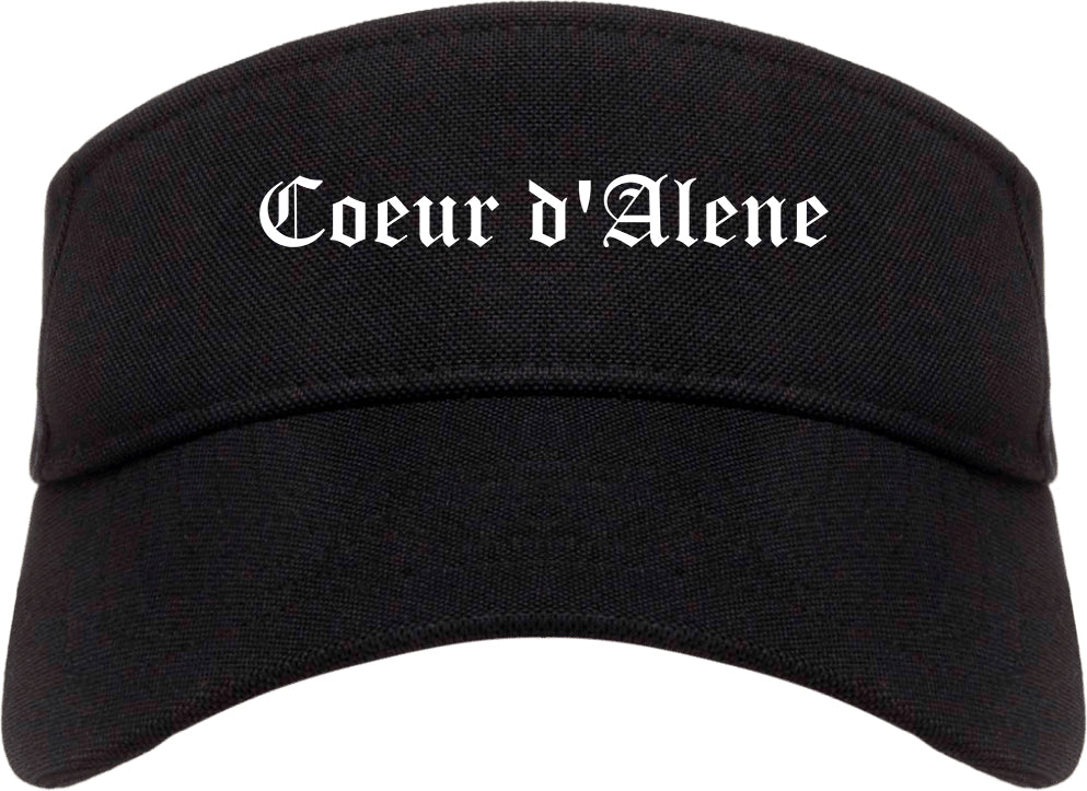 Coeur d'Alene Idaho ID Old English Mens Visor Cap Hat Black
