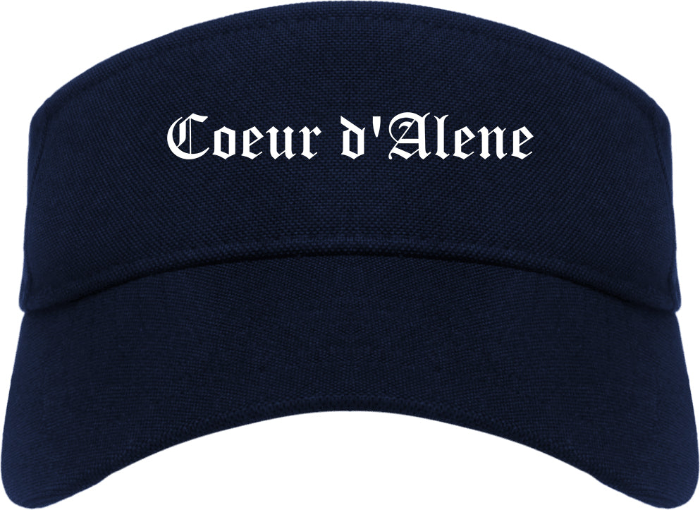 Coeur d'Alene Idaho ID Old English Mens Visor Cap Hat Navy Blue