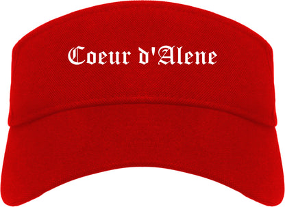 Coeur d'Alene Idaho ID Old English Mens Visor Cap Hat Red