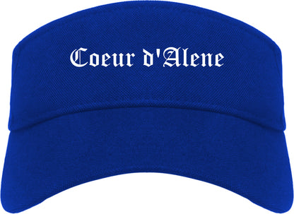 Coeur d'Alene Idaho ID Old English Mens Visor Cap Hat Royal Blue