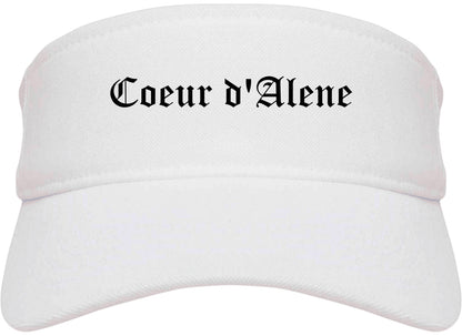 Coeur d'Alene Idaho ID Old English Mens Visor Cap Hat White
