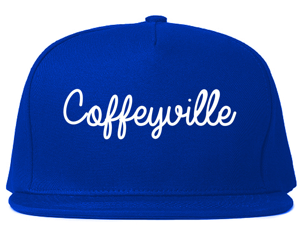 Coffeyville Kansas KS Script Mens Snapback Hat Royal Blue