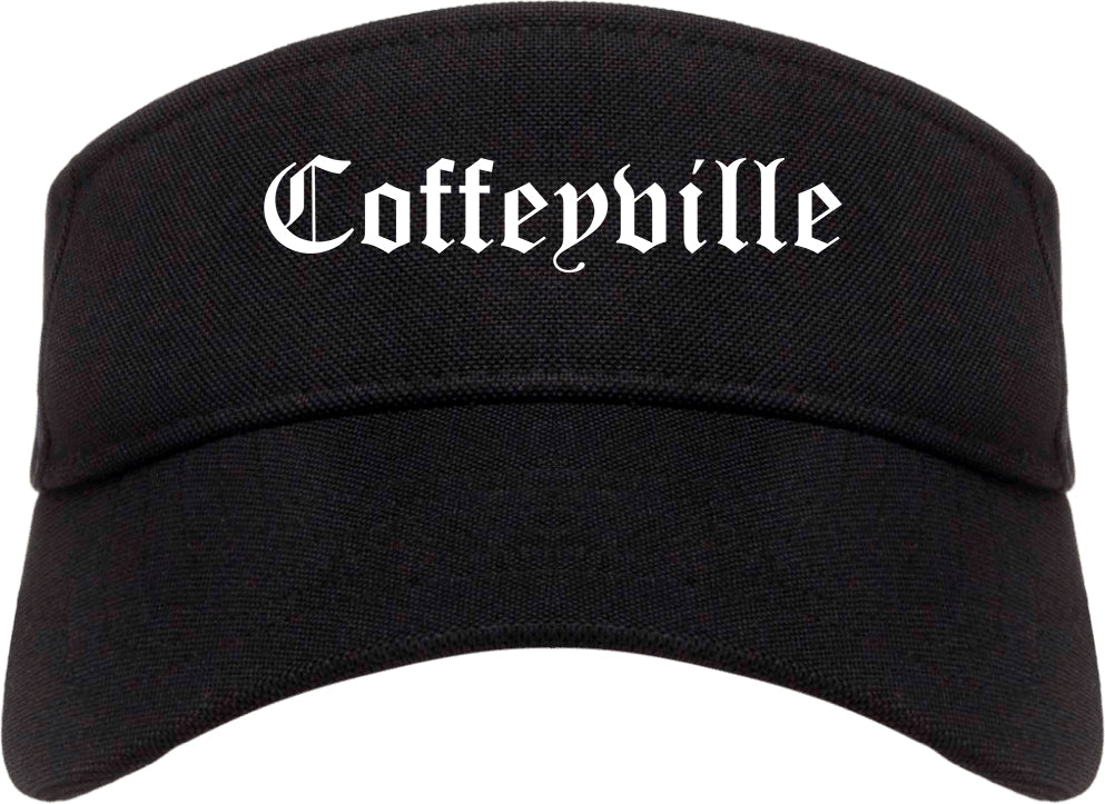 Coffeyville Kansas KS Old English Mens Visor Cap Hat Black