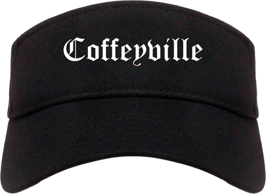 Coffeyville Kansas KS Old English Mens Visor Cap Hat Black
