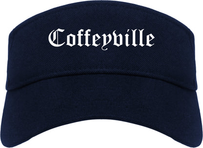 Coffeyville Kansas KS Old English Mens Visor Cap Hat Navy Blue