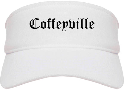 Coffeyville Kansas KS Old English Mens Visor Cap Hat White