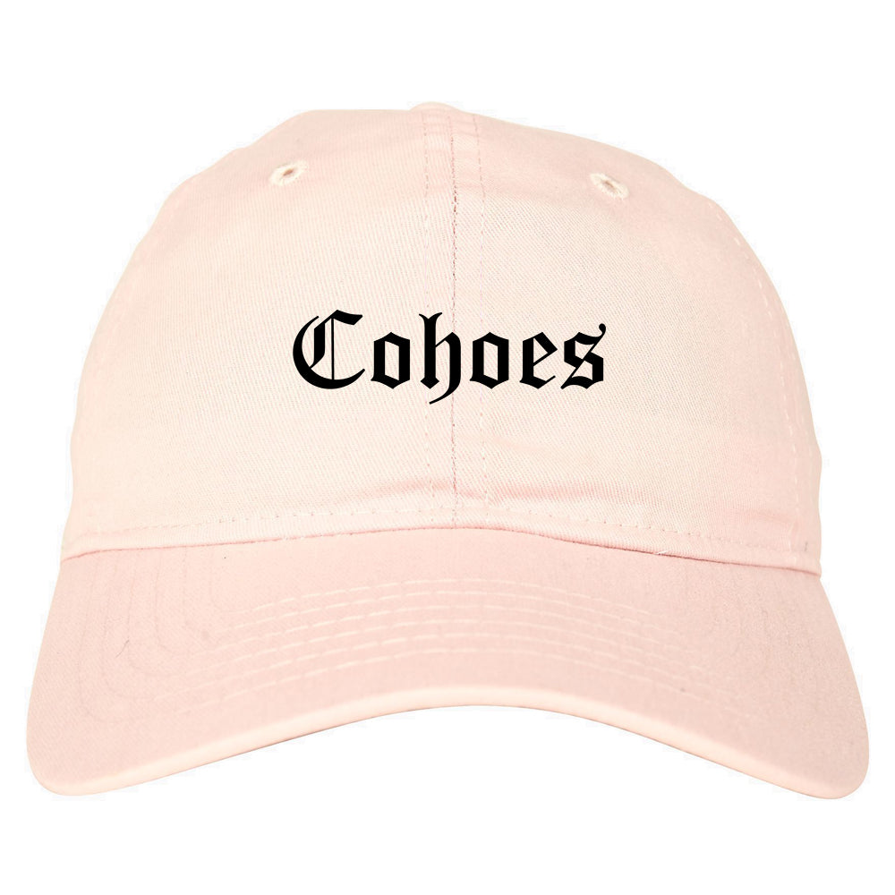 Cohoes New York NY Old English Mens Dad Hat Baseball Cap Pink