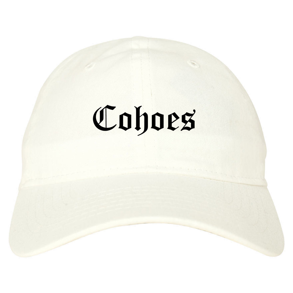 Cohoes New York NY Old English Mens Dad Hat Baseball Cap White