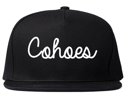Cohoes New York NY Script Mens Snapback Hat Black
