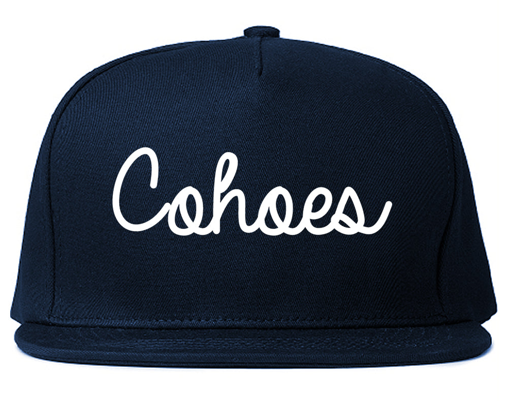 Cohoes New York NY Script Mens Snapback Hat Navy Blue