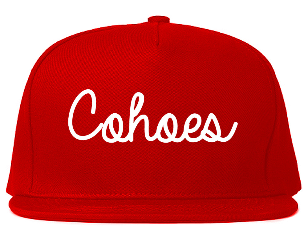 Cohoes New York NY Script Mens Snapback Hat Red