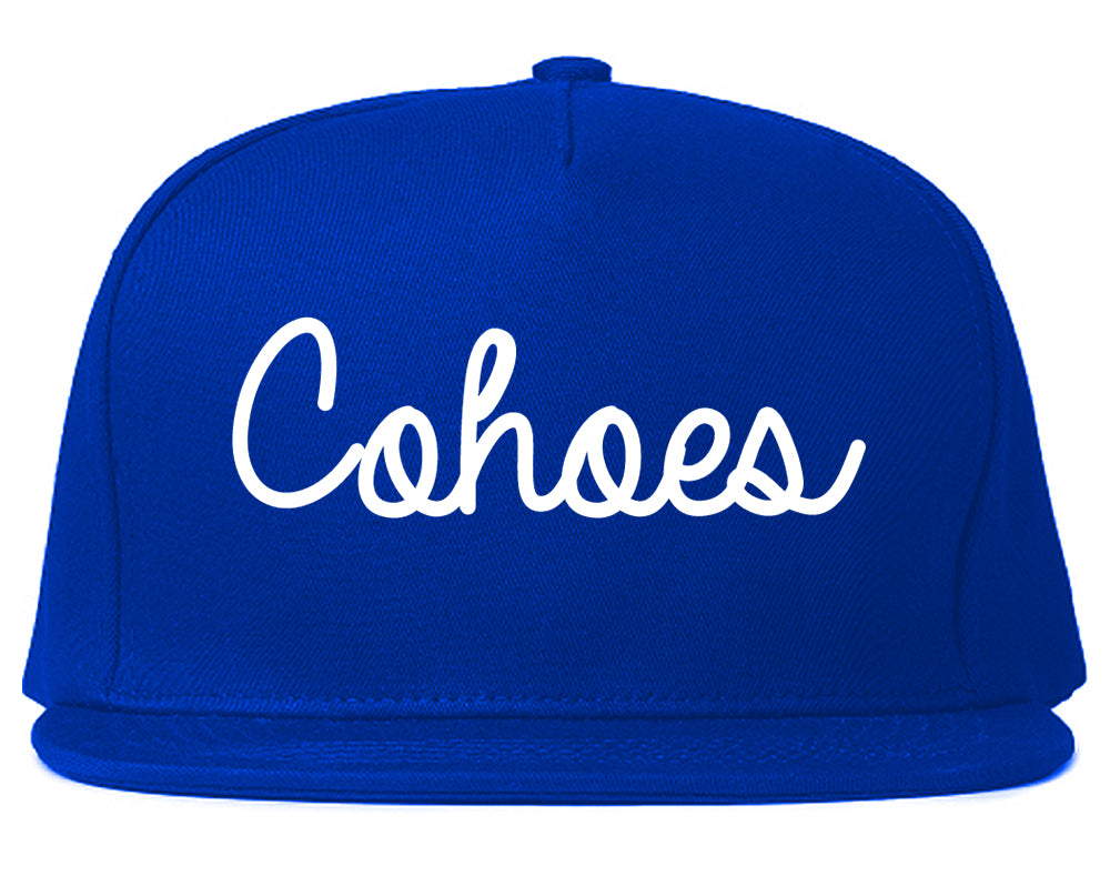 Cohoes New York NY Script Mens Snapback Hat Royal Blue